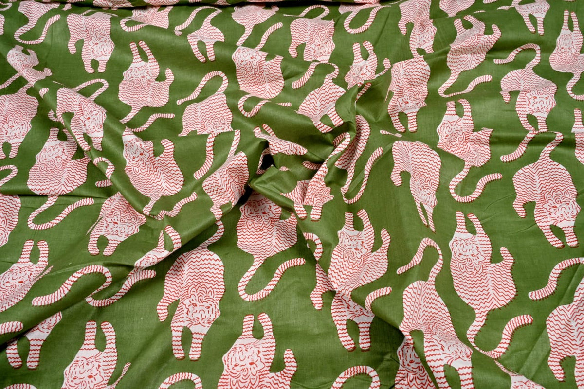Unique Tibetan inspired tiger fabric textile