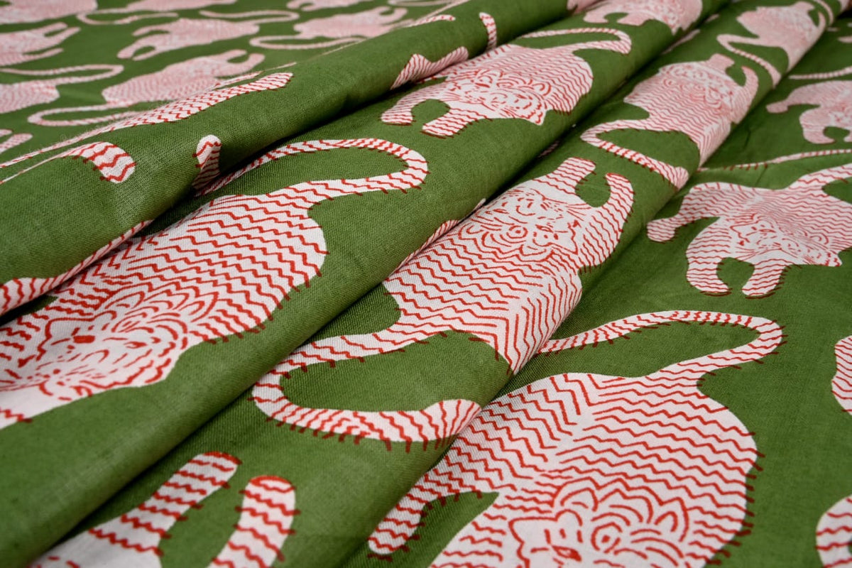 Boho tiger print cotton fabric for DIY projects
