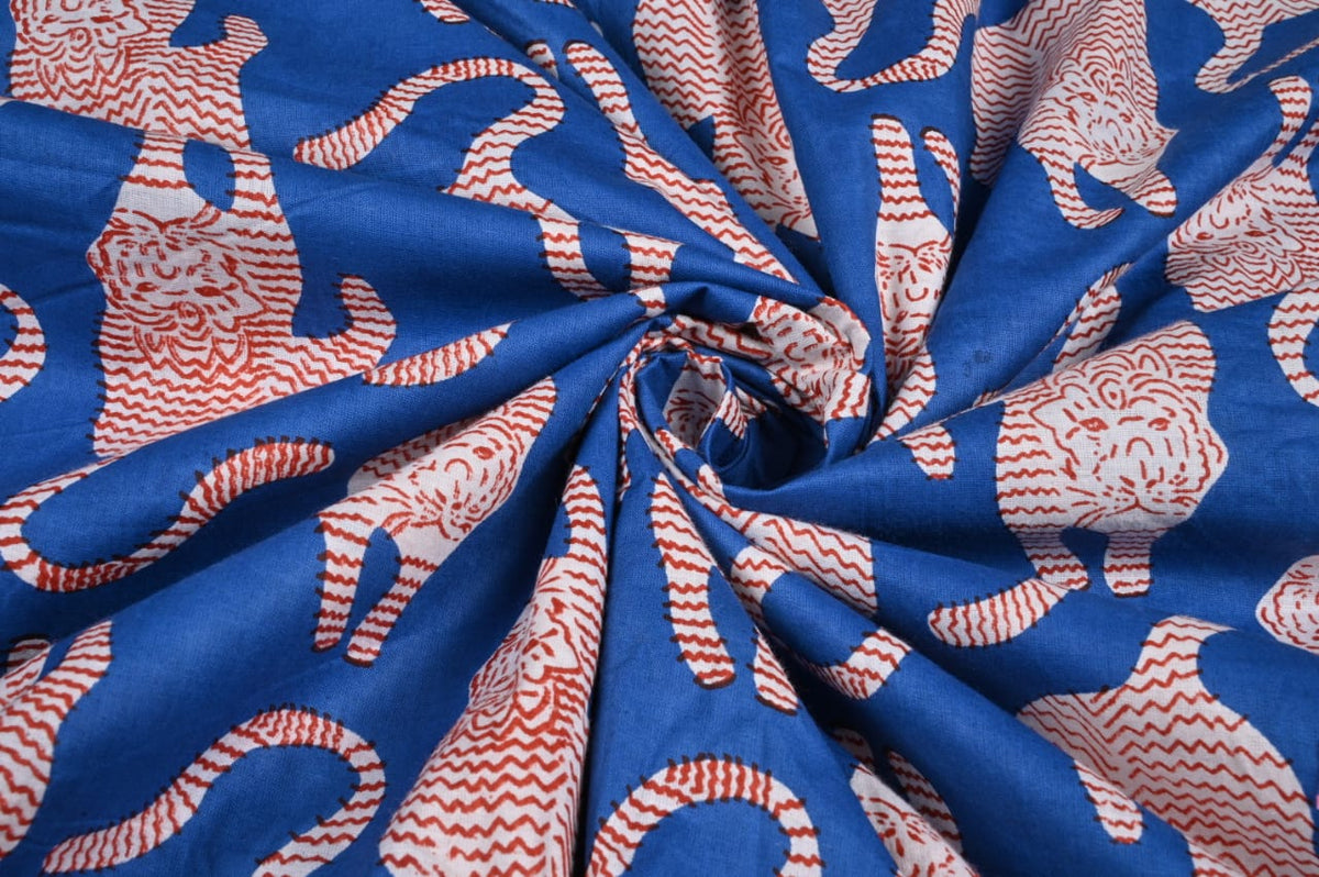 Tibetan tiger fabric with white and red details