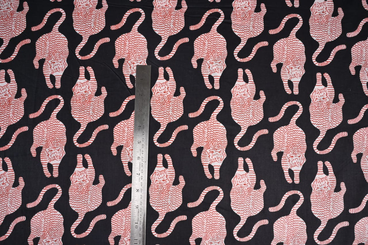 Black and white Tibetan tiger patterned fabric