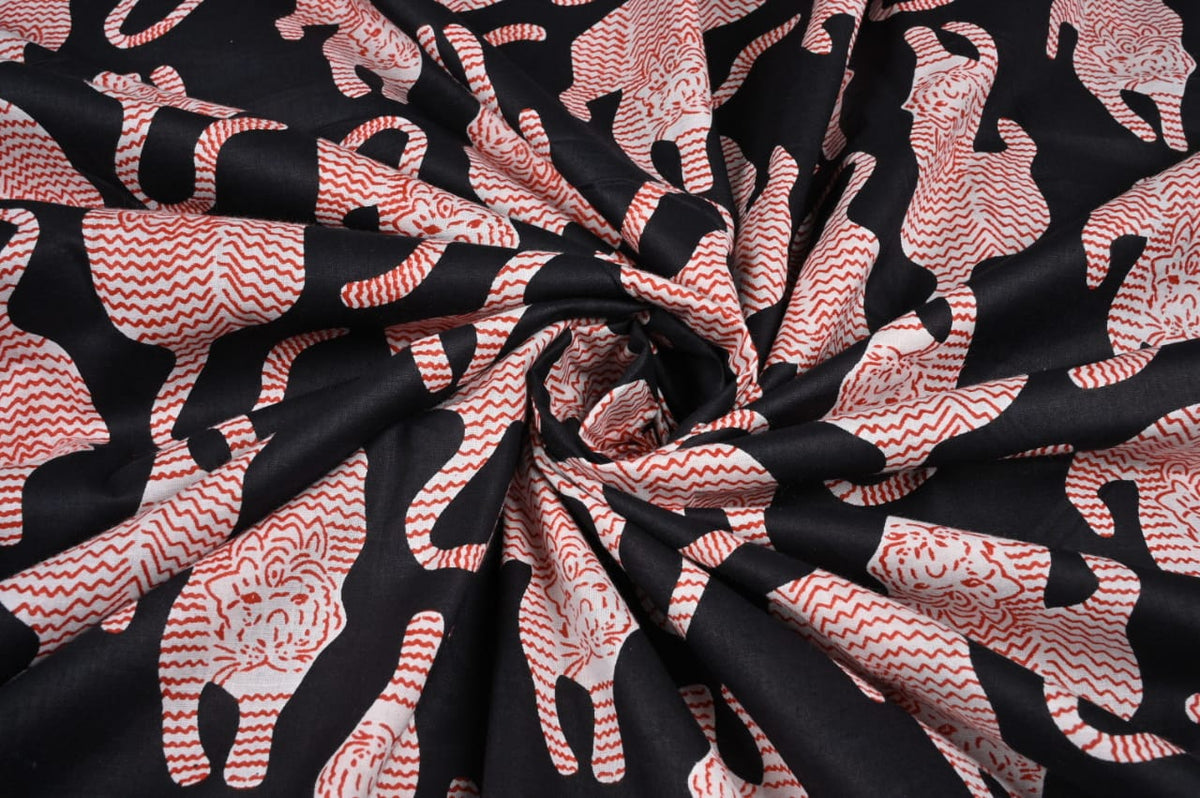Black animal print fabric for dresses and kaftans