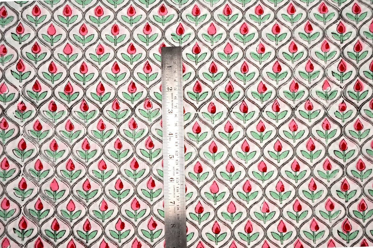 Traditional pink floral fabric by the yard