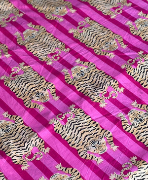Pink and magenta striped tiger cotton fabric