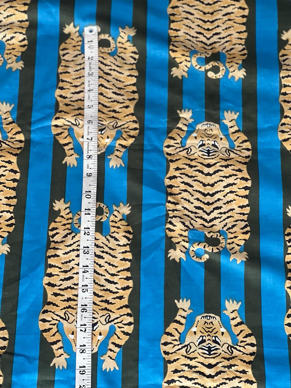 Blue black tiger fabric for dresses and kaftans