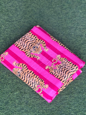 Tiger motif cotton fabric by the yard