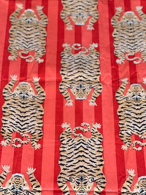 Red animal print fabric by the yard