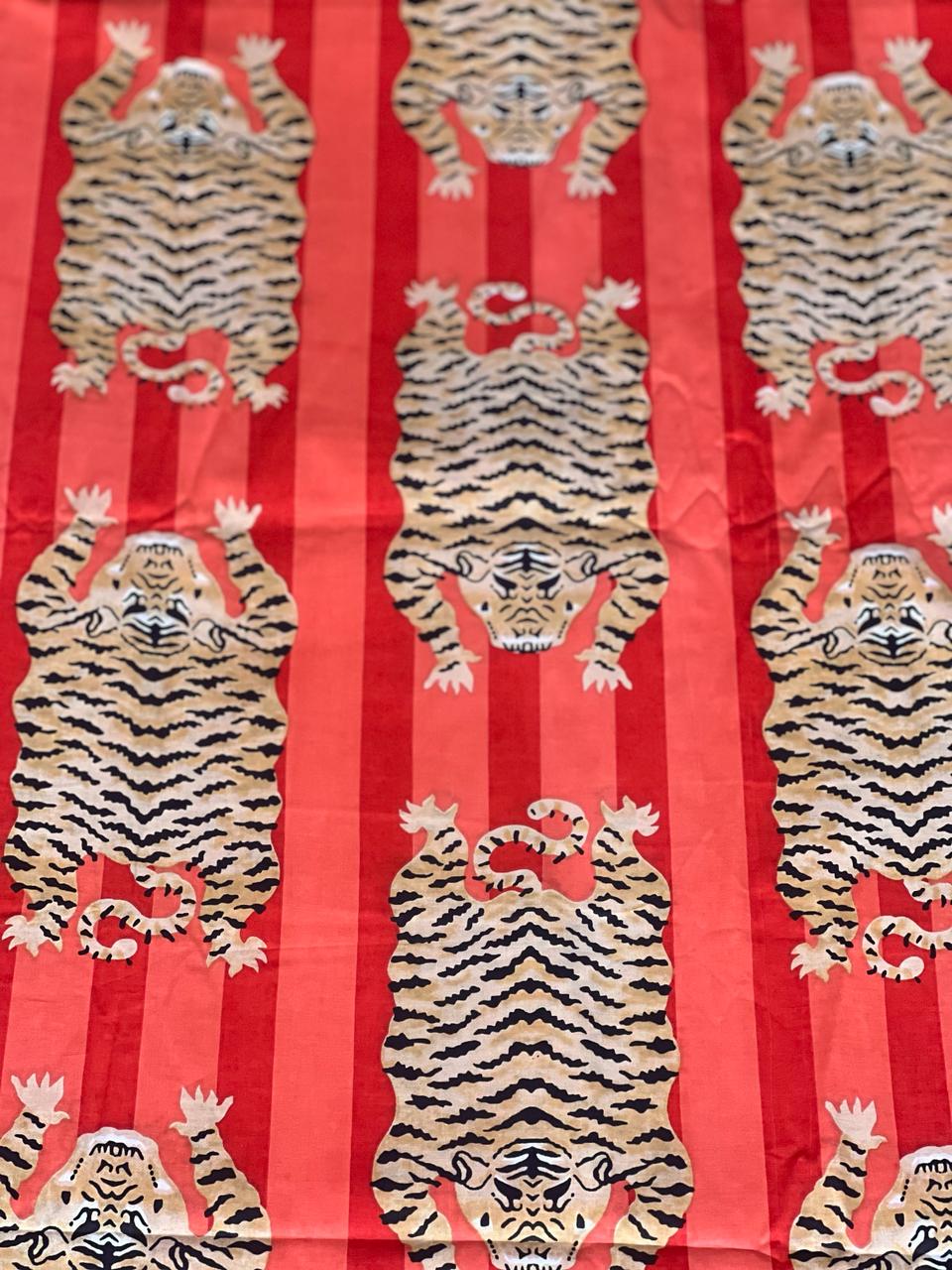 Red animal print fabric by the yard