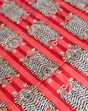 Red tiger pattern cotton fabric for sewing