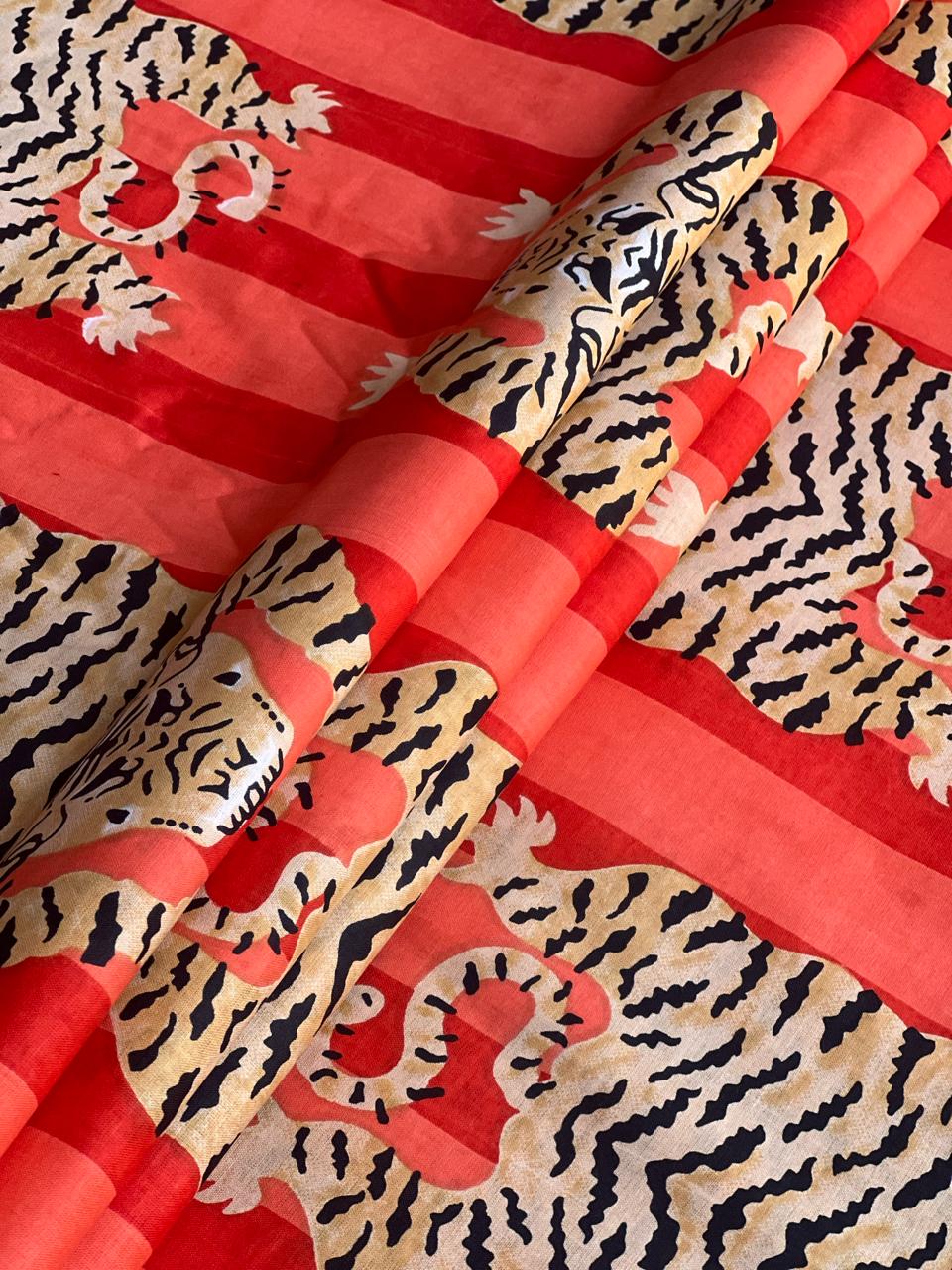 Tiger motif cotton fabric for dresses and kaftans