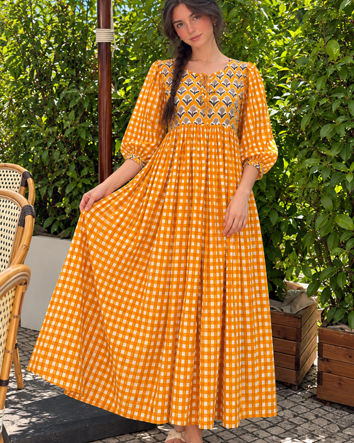 Women's Cotton Midi Dress, Boho Maxi Dress, String Closer Dress