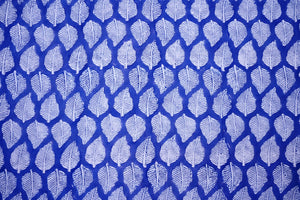 Blue botanical leaf cotton textile