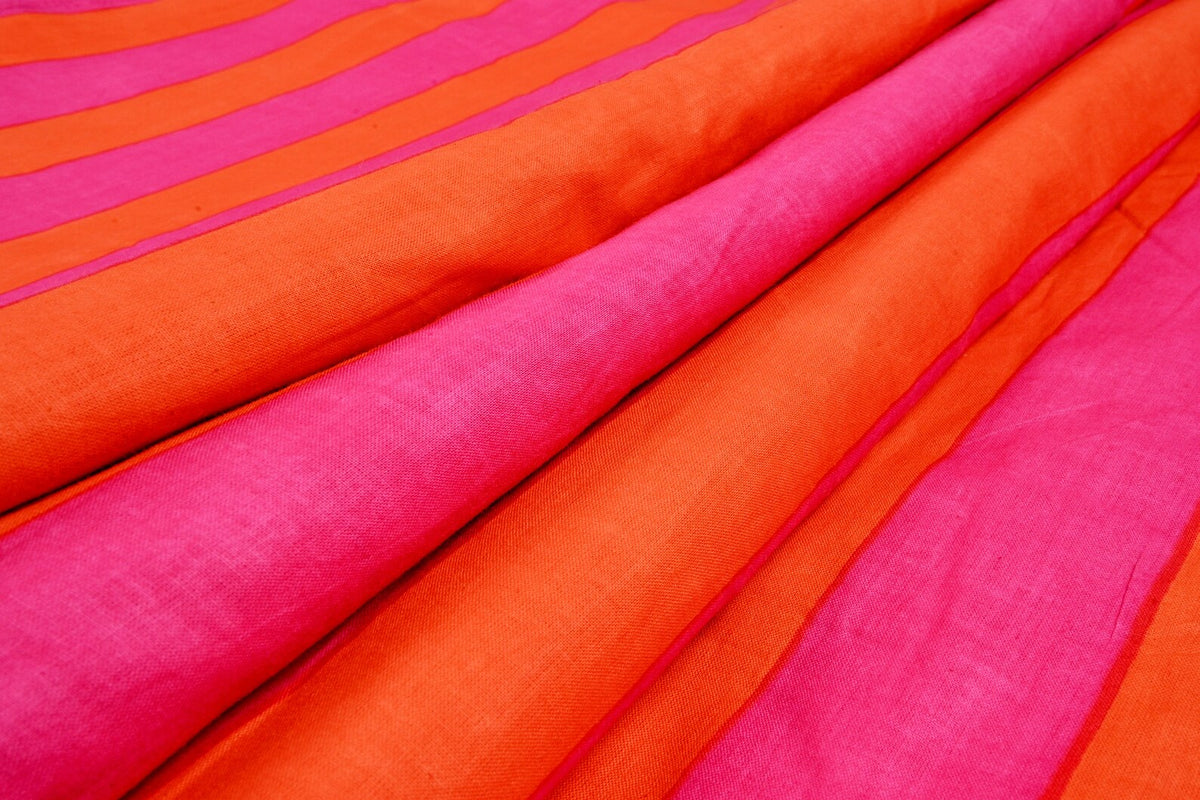 Colorful striped cotton fabric by the yard