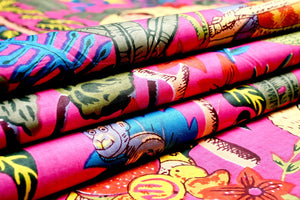 Colorful tropical cotton textile for dresses and kaftans